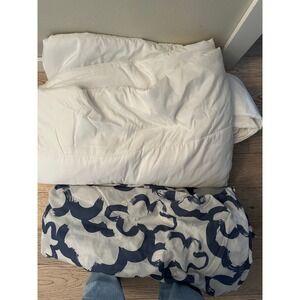Ikea Cloud Queen Duvet Cover Set White Navy Blue Bedding with Insert